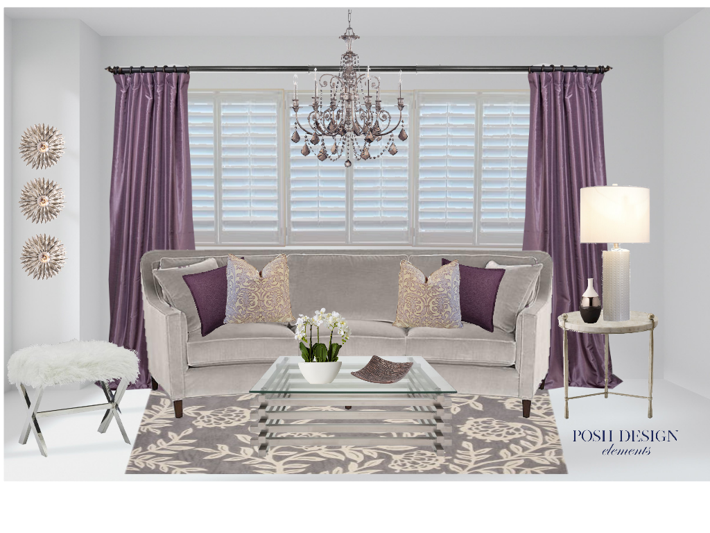 plum beige gray living room